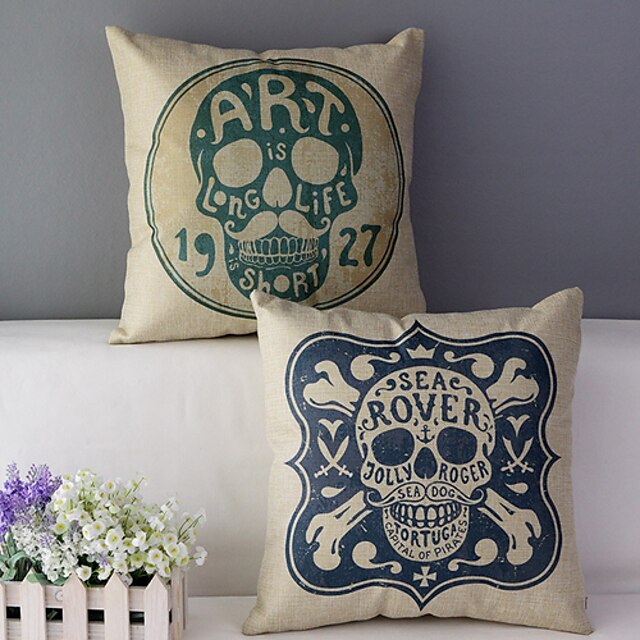  2 pcs Cotton/Linen Pillow Cover, Novelty Retro