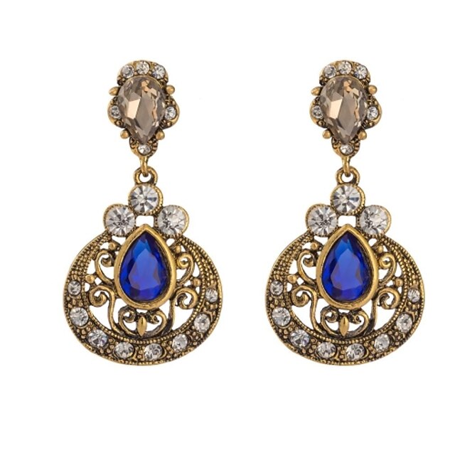  Drop Earrings Crystal Zircon Cubic Zirconia Alloy Gold Jewelry 2pcs