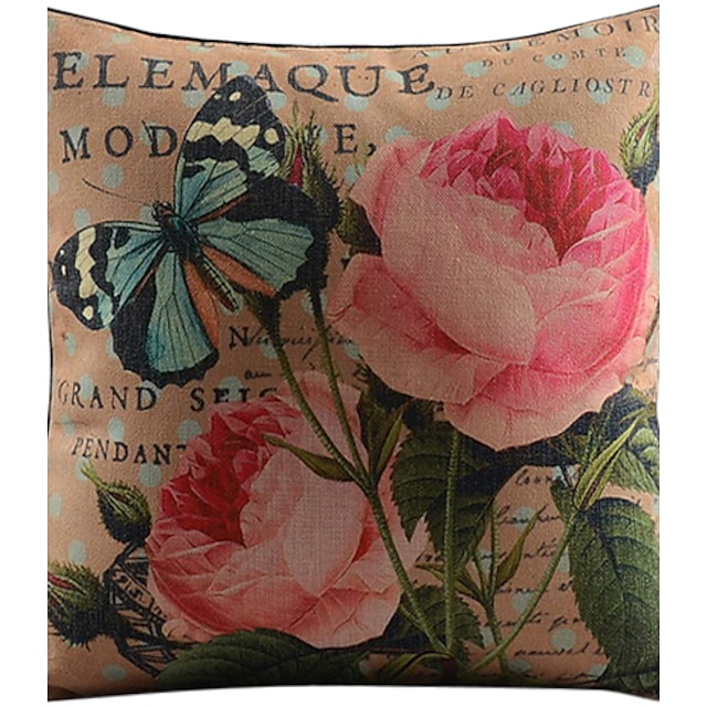  1 pcs Cotton/Linen Pillow Cover, Floral Country