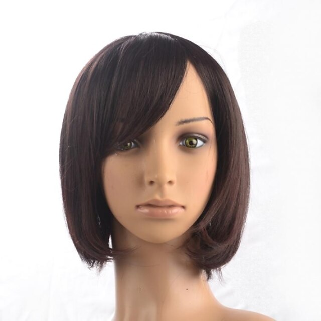  Synthetic Wig Wavy With Bangs Wig 2t33 Women's Brown