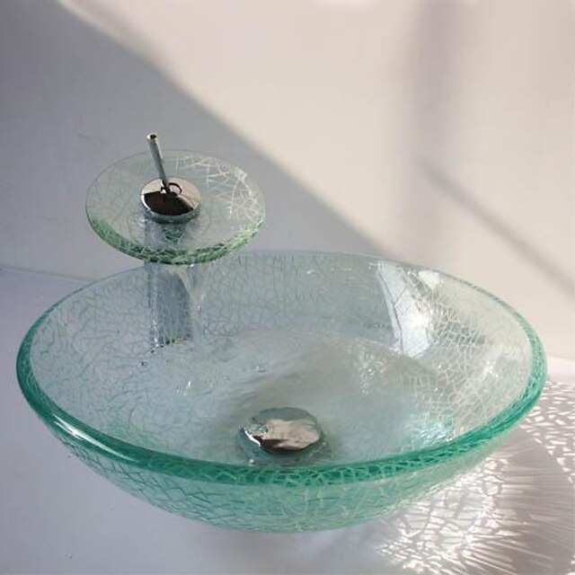  умывальник для ванной / смеситель для ванной / монтажное кольцо для ванной Современный - Закаленное стекло Круглый