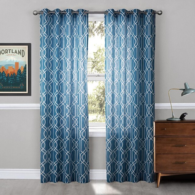  Curtains Drapes Living Room Polyester Print