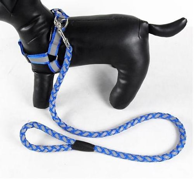  Dog Harness Reflective Adjustable / Retractable Black Red Blue