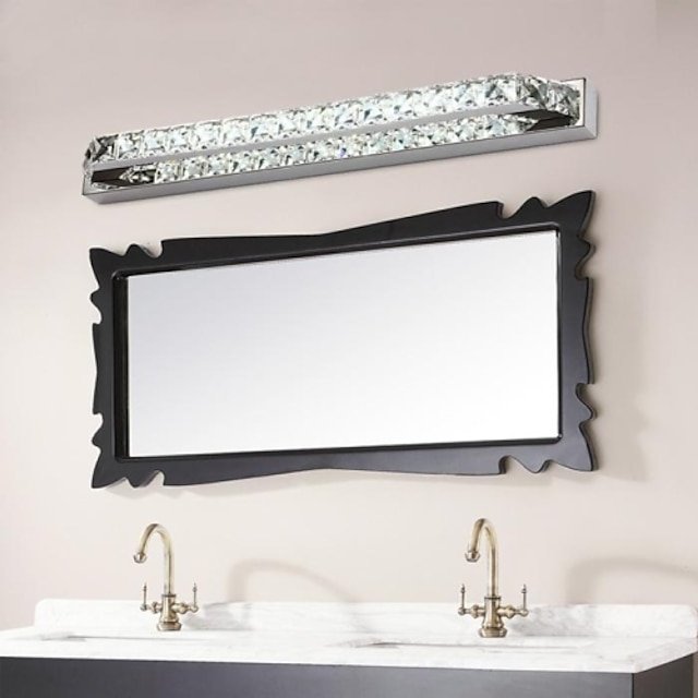  LED miroir avant lampe cristal en acier inoxydable 14w 56cm salle de bain éclairage fer applique murale ip24 90-240v led vanité lumières