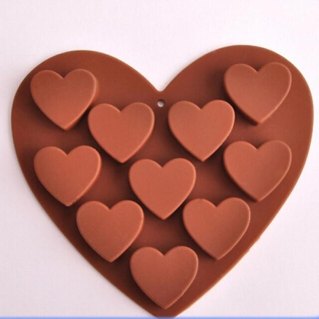  10 حفرة شكل قلب الشوكولاته قوالب السيليكون