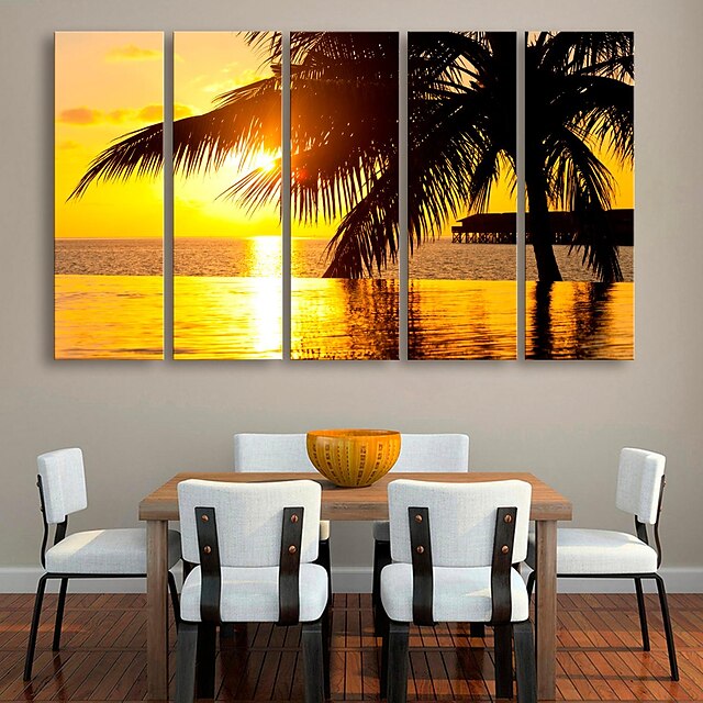  E-HOME® Stretched Canvas Art The Coast Decoration Painting  Set of 5