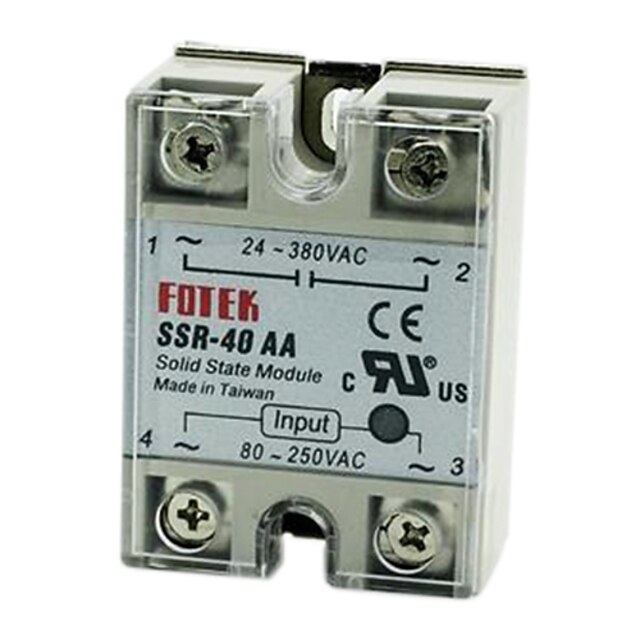 FOTEK Solid State Relay SSR40AA ACAC 40A 80250V/24380V with cover 1800626 2022 7.90