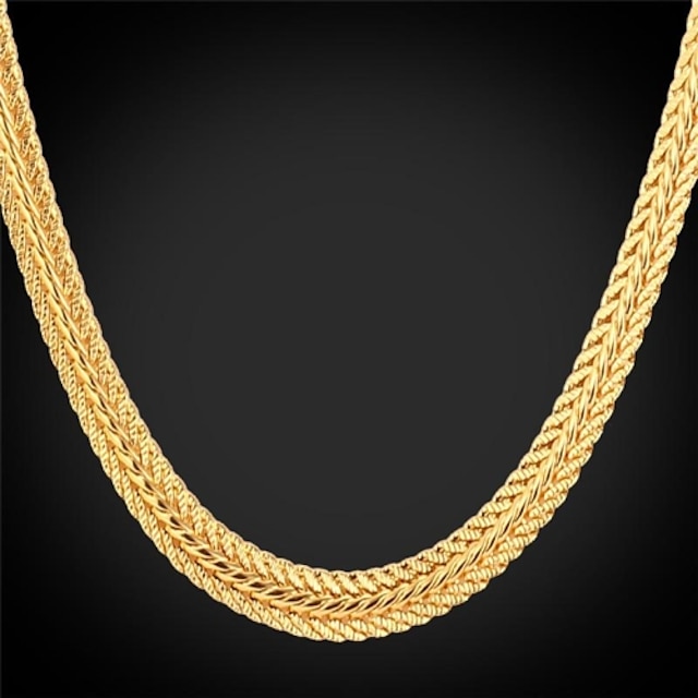 Women's Chains Necklace Chunky Foxtail chain Herringbone Chain Ladies Party Work Casual 18K Gold Plated Alloy Gold Necklace Jewelry For Special Occasion Birthday Gift