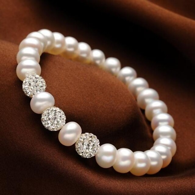  Per donna Bianco Perle Braccialetti Rotondi Perla Gioielli braccialetto Bianco Per Matrimonio Feste Anniversario Regalo Quotidiano Casual
