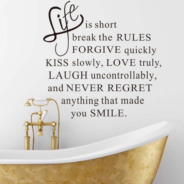  Wall Stickers Wall Decals, Life is Short English Words & Quotes PVC Wall Stickers