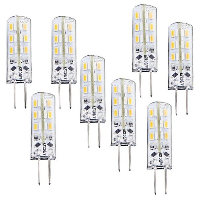  8шт 1 W LED лампы типа Корн 100-120 lm G4 T 24 Светодиодные бусины SMD 3014 Диммируемая Тёплый белый 12 V