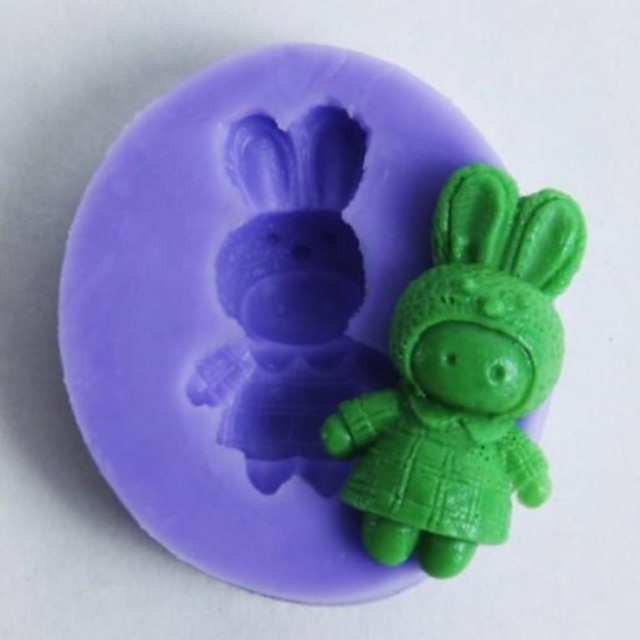  One Hole Bunnies Shaped Fondant Cake Chocolate Mold 