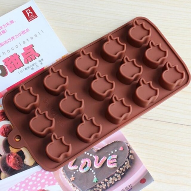  15 Hole Apple Shape Cake Ice Jelly Chocolate Molds,Silicone 15×14.5×1.5 CM(6.0×5.8×0.6 INCH)