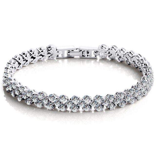  Women's Crystal Chain Bracelet Tennis Bracelet Love Ladies Luxury Work Casual Fashion Sterling Silver Bracelet Jewelry Silver For Wedding Party Masquerade Engagement Party Prom Promise / Zircon
