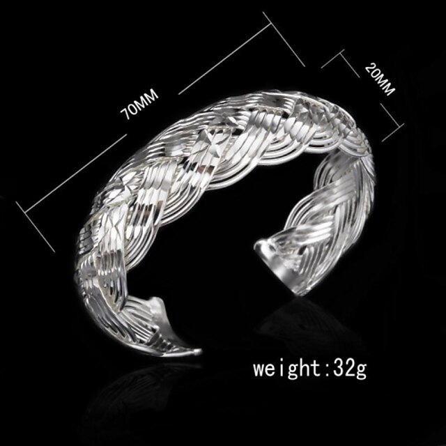  Fashion Sterling Silver Plated Wave Bangle Women's Bracelet