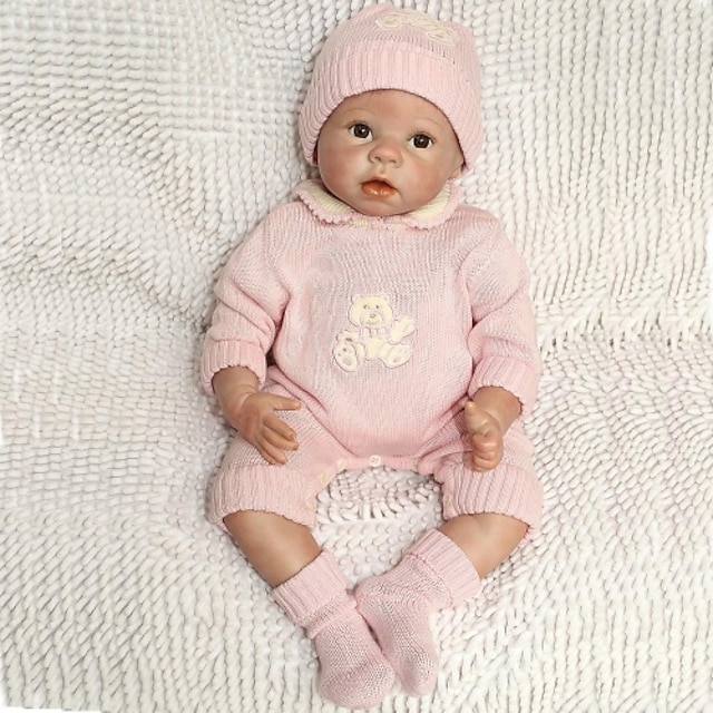  22-Zoll-Reborn-Puppe Baby-Reborn-Baby-Puppe Neugeborene lebensechte handgemachte ungiftige handaufgetragene Wimpern Ganzkörper-Silikon 22