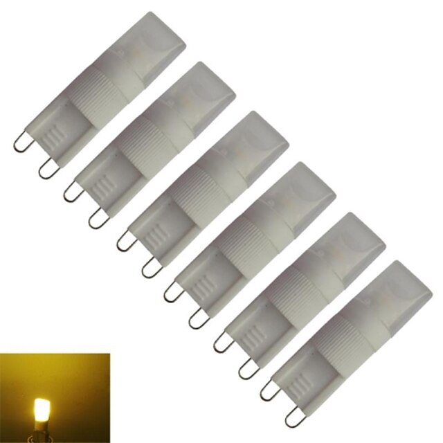  6pcs 210-270 lm G9 LED-lampa T lysdioder Varmvit AC 85-265V