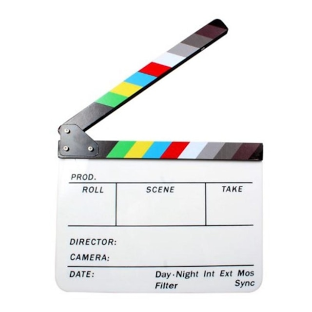  film / filmregissören akryl clapperboard skiffer - vit + svart