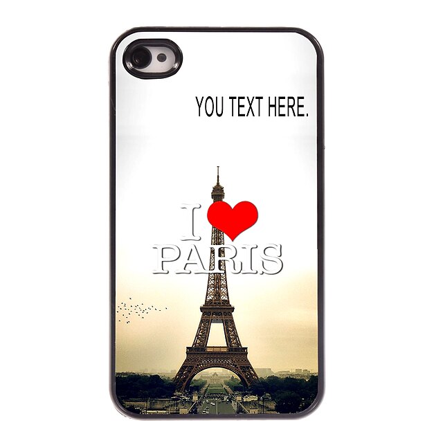  gepersonaliseerd geval ik houd van Parijs Eiffeltoren ontwerp metalen behuizing voor de iPhone 4 / 4s