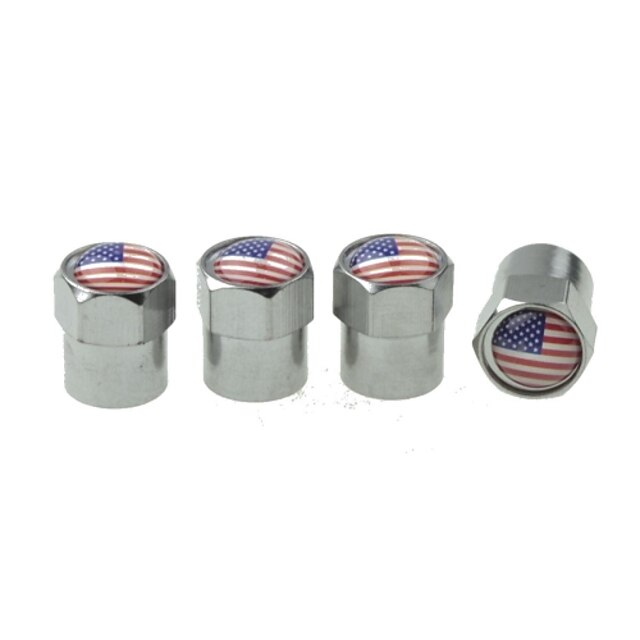  luksus bildæk nationale flag kobber ventiler dekoration cap (USA 4 styk pr pakke)
