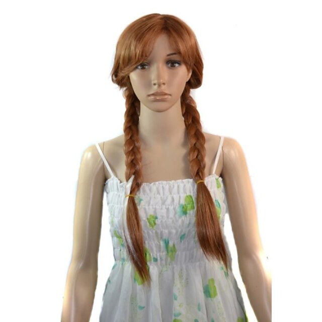  женщины косплей мультфильм долго анна принцесса синтетического парик термостойкие волокна дешевый парик партия волосы