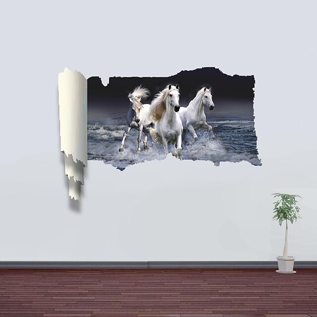  3D Wall Stickers Wall Decals, Galloping Horse Decor Vinyl Wall Stickers