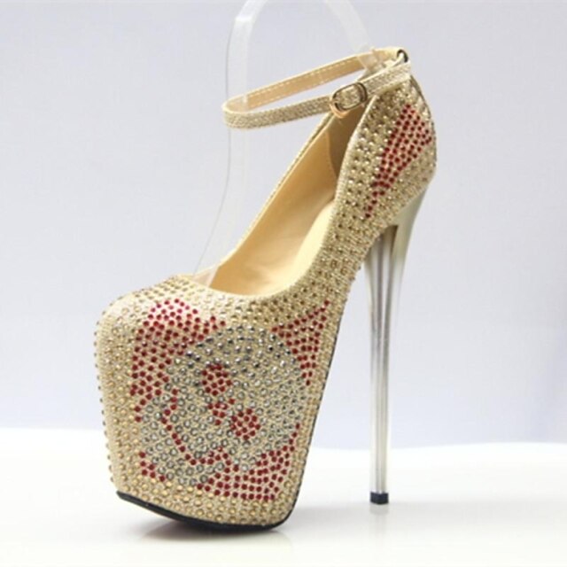  Women's Spring / Fall Heels / Platform / Round Toe Leatherette Party & Evening Stiletto Heel Crystal Gold