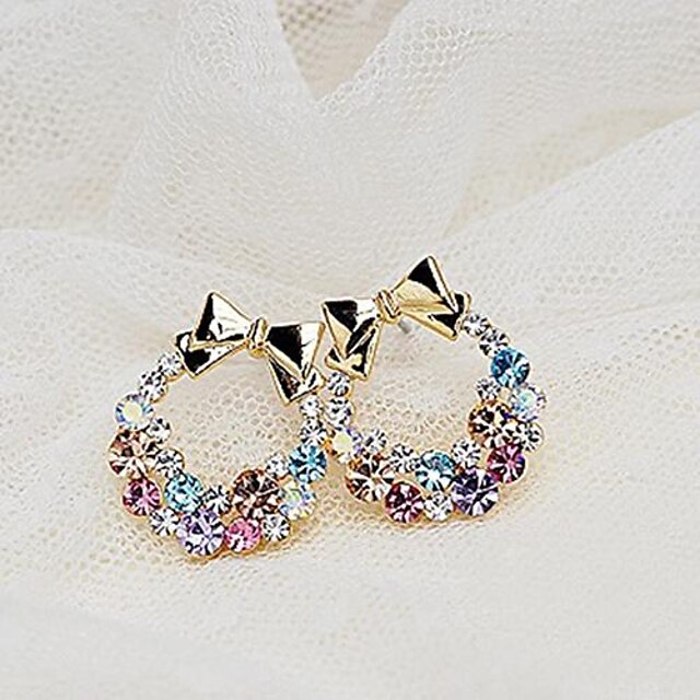  Women's Crystal Stud Earrings Fashion Druzy Rhinestone Earrings Jewelry Golden For Daily