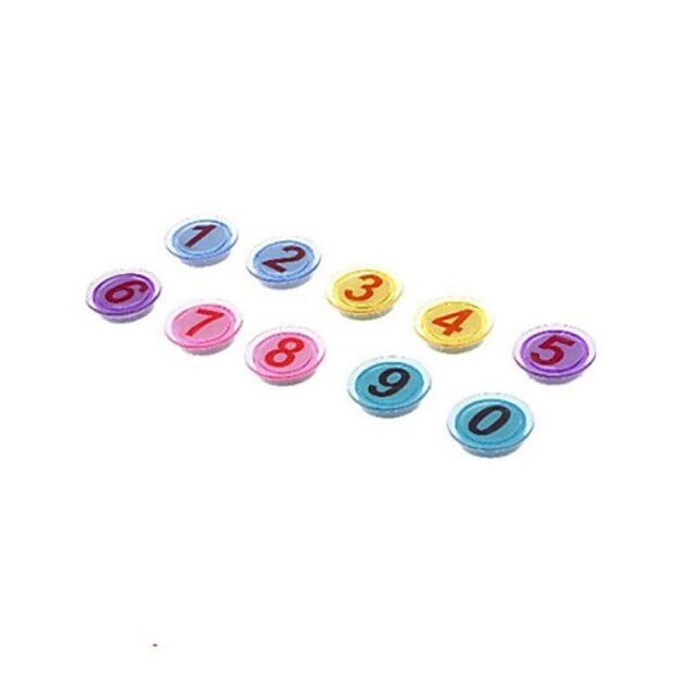  3cm numéros motif coloré aimant arrondi (10pcs)