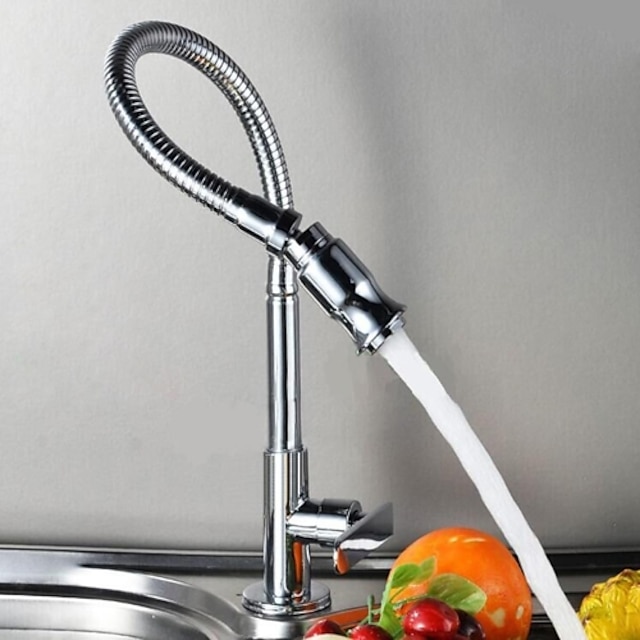  Contemporary Modern Pot Filler Deck Mounted Widespread Ceramic Valve One Hole Single Handle One Hole Chrome , Kitchen faucet