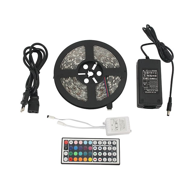  ZDM® 5m Light Sets 300 LEDs 5050 SMD 1 12V 6A Adapter / 1 44Keys Remote Controller / 1 AC Cable RGB Waterproof / Cuttable / Self-adhesive 12 V 1set / IP65