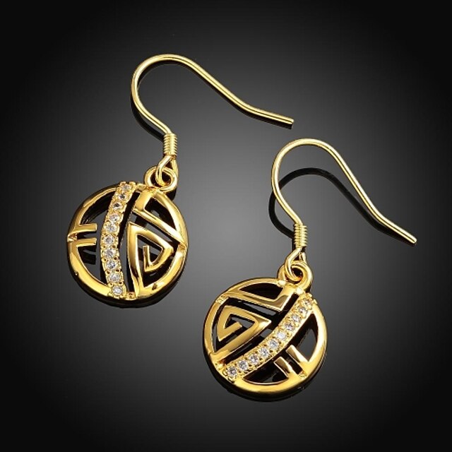  Fashion Geometric-Drop Golden Gold-Plated Drop Earrings(Golden)(1Pair)