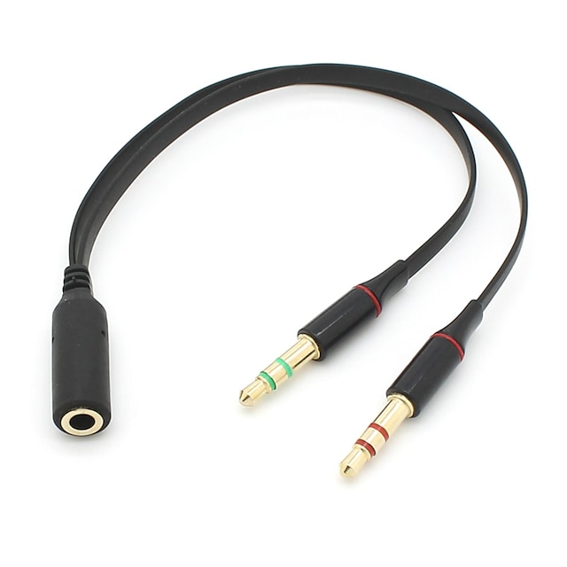  Dual 3.5mm Male to Single Female Headphone Microphone Audio Splitter Cable for Cell Phone & Tablet & Laptop