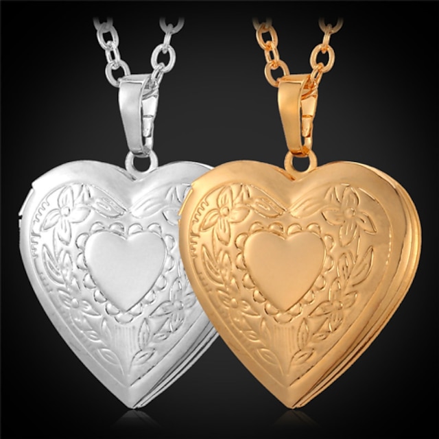  Damen Anhänger Halskette Medaillon Halskette Liebe damas Modisch Kupfer vergoldet Golden Modische Halsketten Schmuck Für Normal Alltag