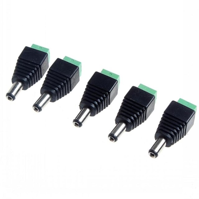  5,5 x 2,1 mm cctv dc stikkontakter adapter (5-pack)