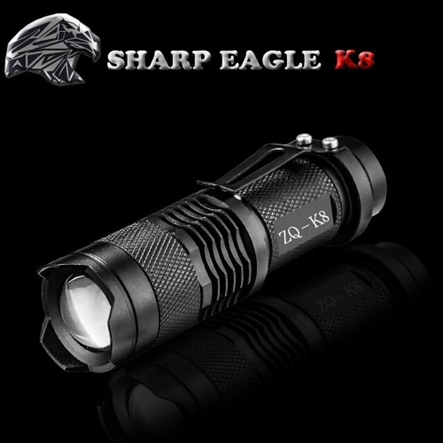  SHARP EAGLE LED zseblámpák LED 500LM lm Mód Cree XR-E Q5 Nagyítható Ütésálló Csúszásgátló markolat Újratölthető Vízálló Strike keret Csat