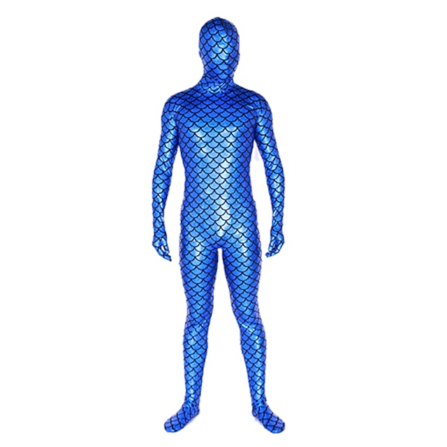  Fényes Zentai öltönyök Ninja Zentai Szerepjáték Jelmezek Kék Egyszínű Akrobatatrikó / Egyrészes / Zentai Fényes fém Férfi / Női Mindszentek napja / Nagy rugalmasságú