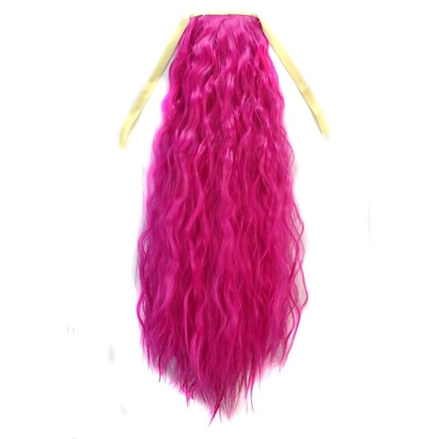  tie long women corn roll wavy ponytail pink