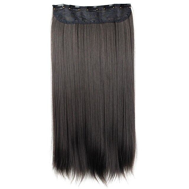  Extentions van mensenhaar Recht Klassiek Synthetisch haar 24 inch(es) Haarextensies Klem In / Op Zwart Dames Dagelijks