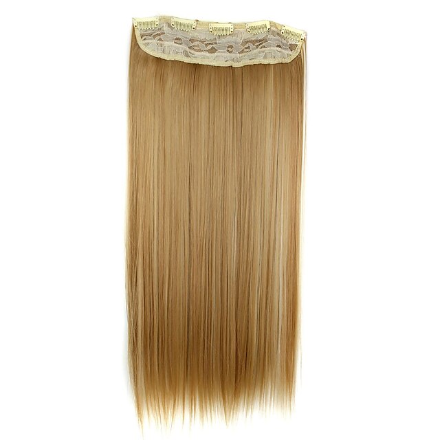  Εξτένσιον από Ανθρώπινη Τρίχα Ίσιο Συνθετικά μαλλιά 24 inch Hair Extension Κλιπ Μέσα / Πάνω Ξανθό Γυναικεία Καθημερινά