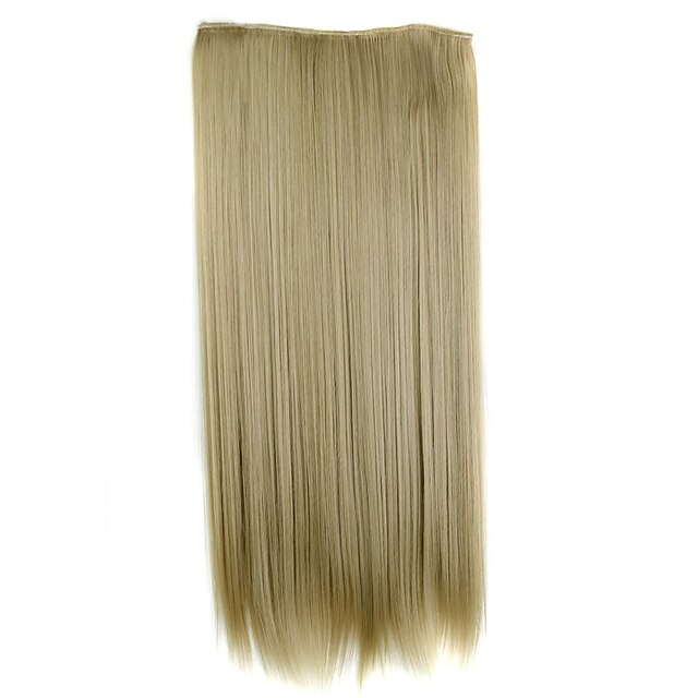  24 inch 120g long synthetic straight clip in hair extensions with 5 clips hairpiece