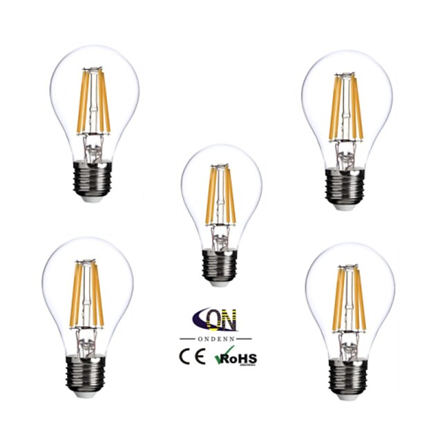  5pcs 4 W 2800-3200 lm E26 / E27 Izzószálas LED lámpák A60(A19) 4 LED gyöngyök COB Tompítható Meleg fehér 100-240 V / 5 db. / RoHs