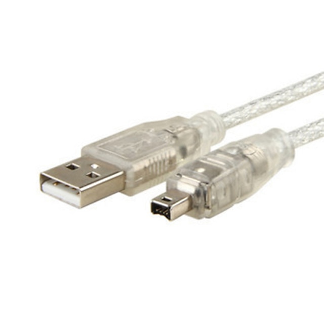  USB mâle à IEEE 1394 Firewire 4 broches câble adaptateur cordon d'ilink mâle pour Sony DCR-trv75e dv
