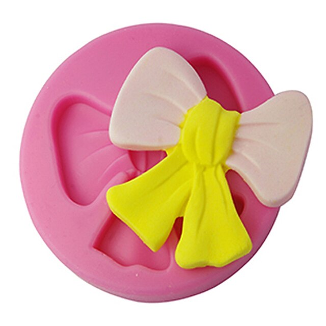  FOUR-C Silicone Cupcake Mold Bowknot Fondant and Sugarpaste Mould, Cake Decorating Tools Supplies Color Pink