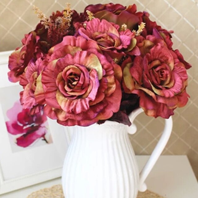  Une succursale Soie Roses Fleur de Table Fleurs artificielles #(17.72x11.81x11.81)