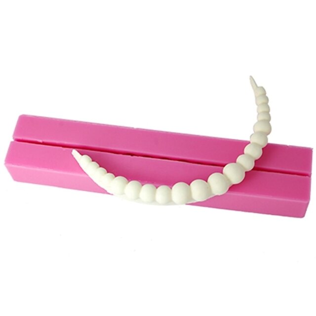  FOUR-C 3D Sugarpaste Silicone Mold Pearl Necklace Embossing Mould Color Pink