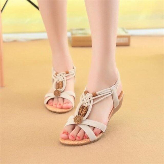  Women's Shoes Flat Heel Mary Jane Sandals Casual Black/Beige