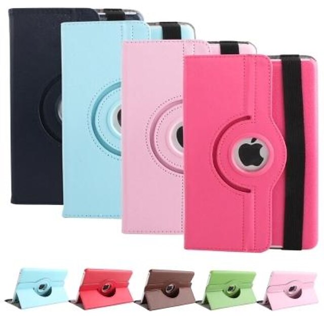  Phone Case For iPad Mini 3/2/1 Full Body Case iPad Mini 3/2/1 360° Rotation with Stand Origami Solid Color PU Leather