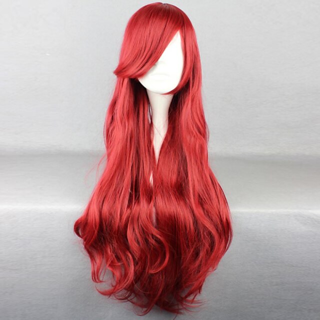  Cosplay Costume Wig Synthetic Wig Curly Loose Wave Natural Wave Natural Wave Curly Layered Haircut Wig Long Red Wine Synthetic Hair 22 inch Women's Natural Hairline Red