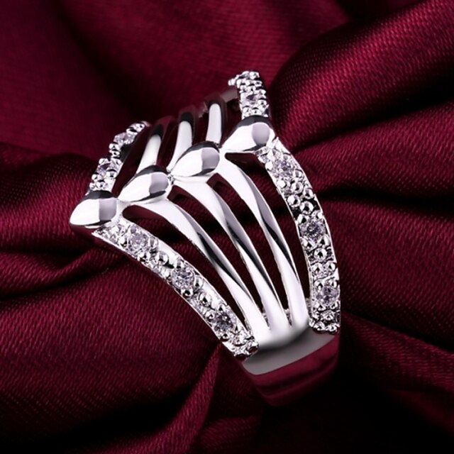  Mulheres Cristal Anel de declaração - Prata de Lei, Imitações de Diamante Luxo 8 Para Casamento Festa Diário